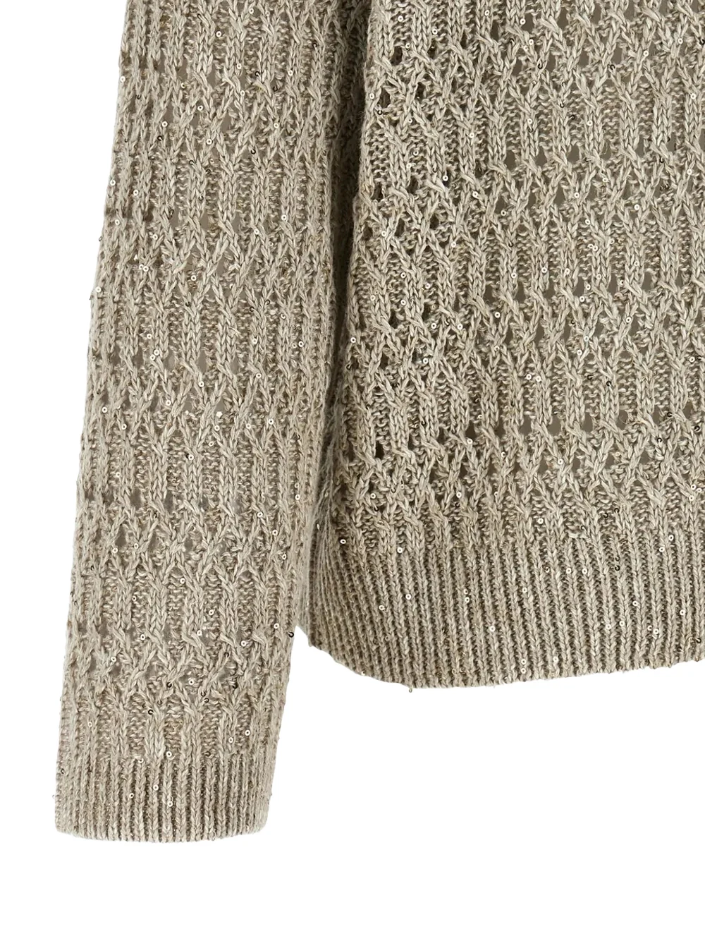 Brunello Cucinelli Open Knit Sweater Beige - Image 4