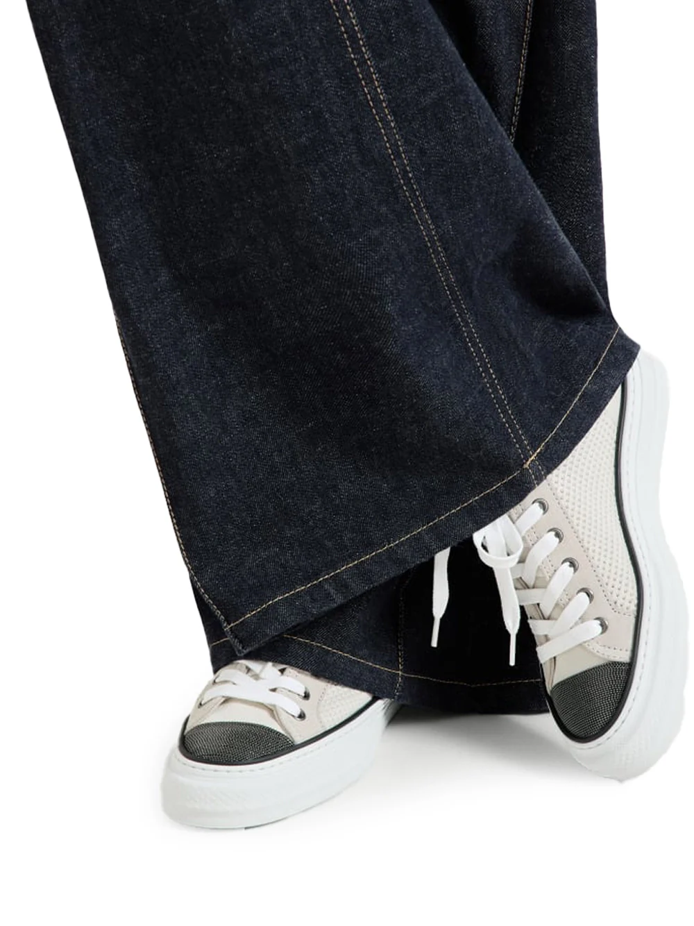Brunello Cucinelli Cotton Knit Sneakers White - Image 3