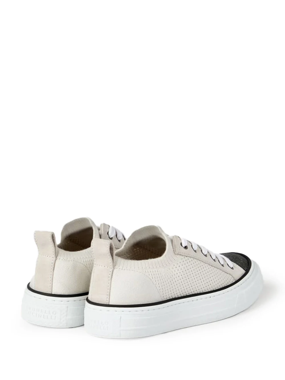 Brunello Cucinelli Cotton Knit Sneakers White - Image 6