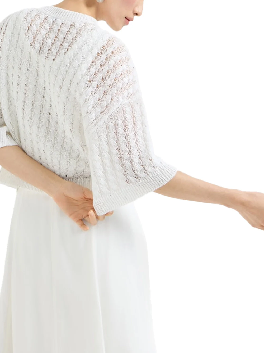 Brunello Cucinelli Linen Cable Cardigan White - Image 5