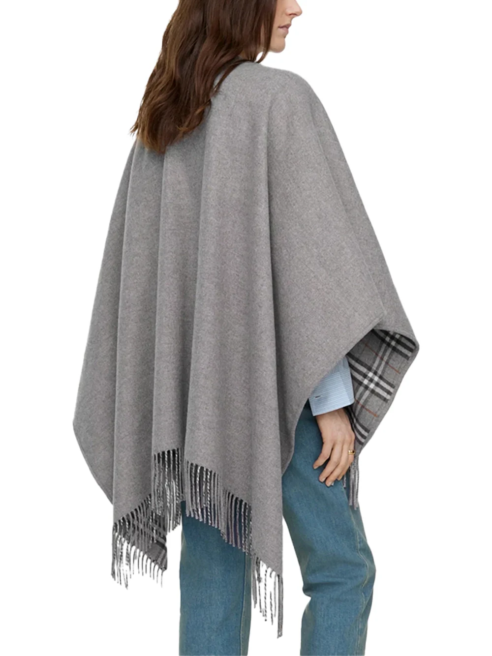 Burberry Reversible Check Wool Cape grey - Image 4