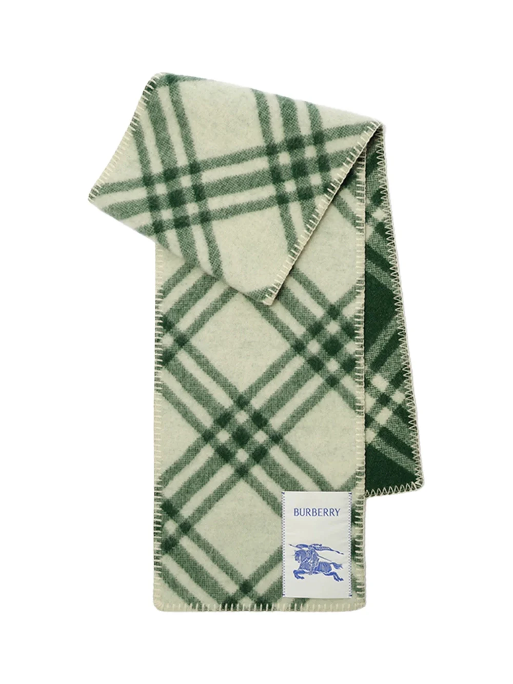 Burberry Check Wool Scarf Tennis Green
