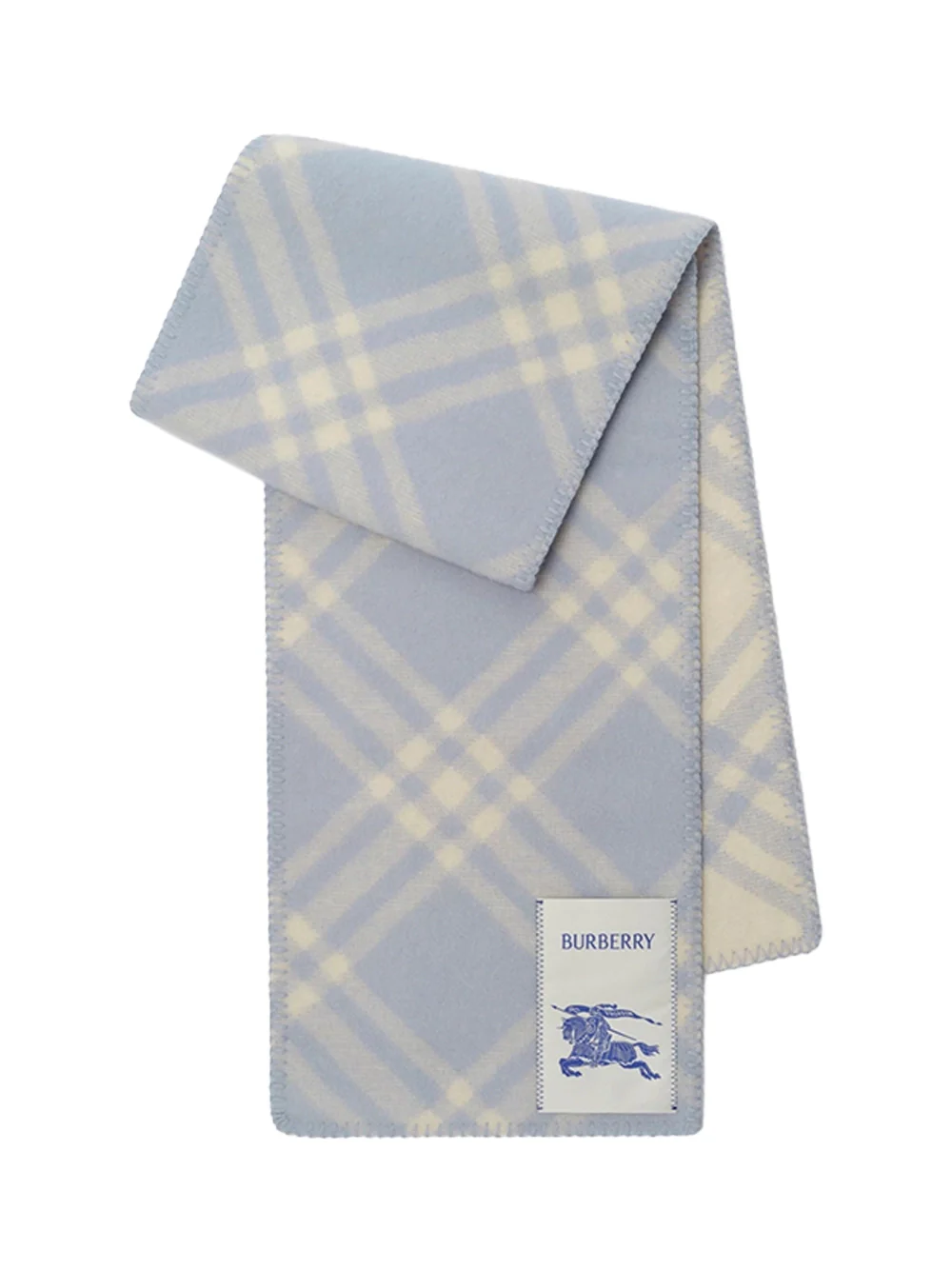 Burberry Wool Check Scarf Dive Blue