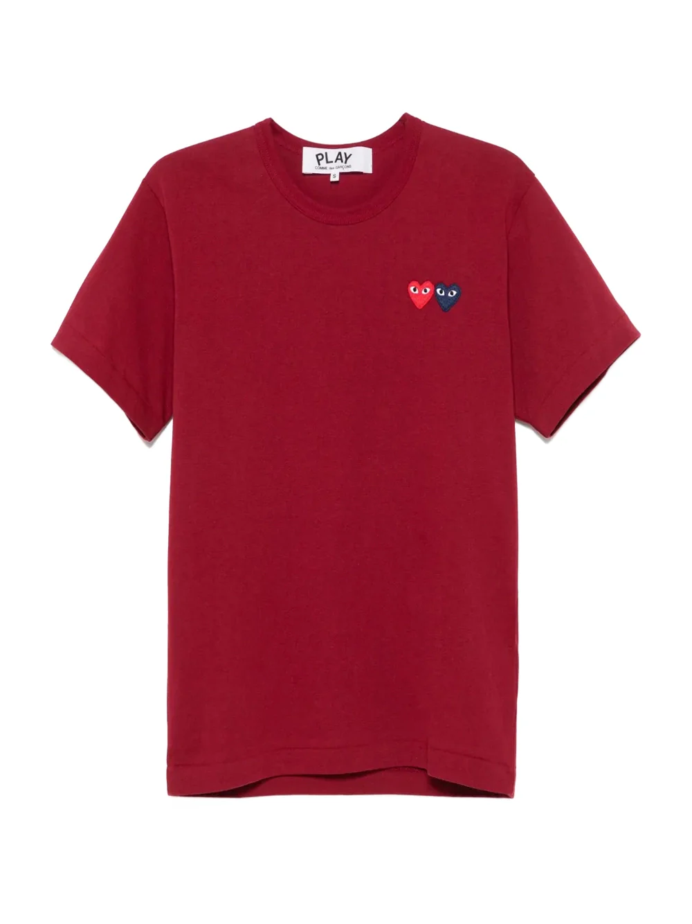 Comme Des Garçons Play Double Heart T-Shirt Burgundy - Image 2