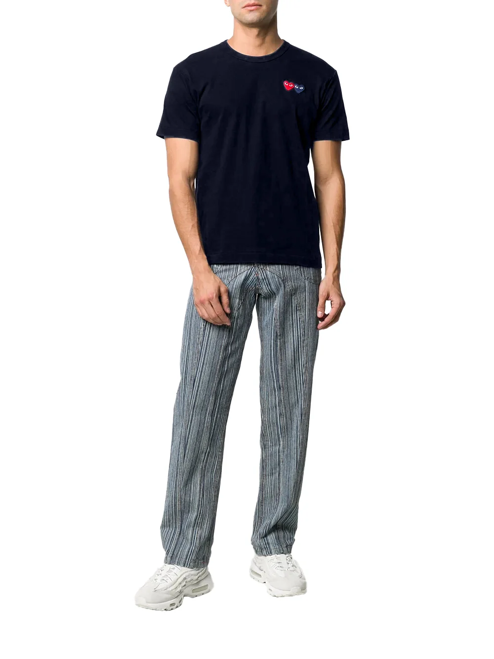 Comme Des Garçons Play Double Heart T-Shirt Navy - Image 4