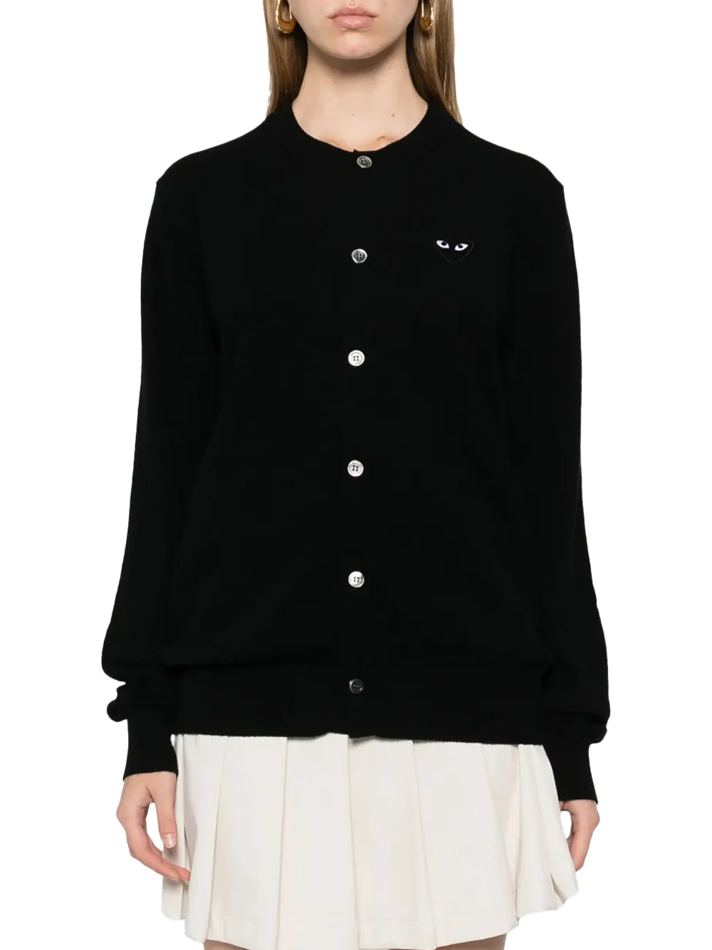 Comme Des Garçons Play Round-Neck One Heart Cardigan Black - Image 3