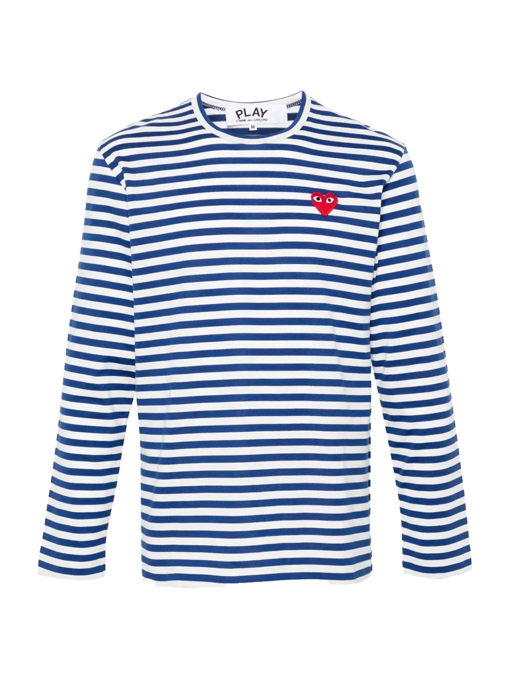 Comme Des Garçons Play Striped Red Heart T-Shirt Navy