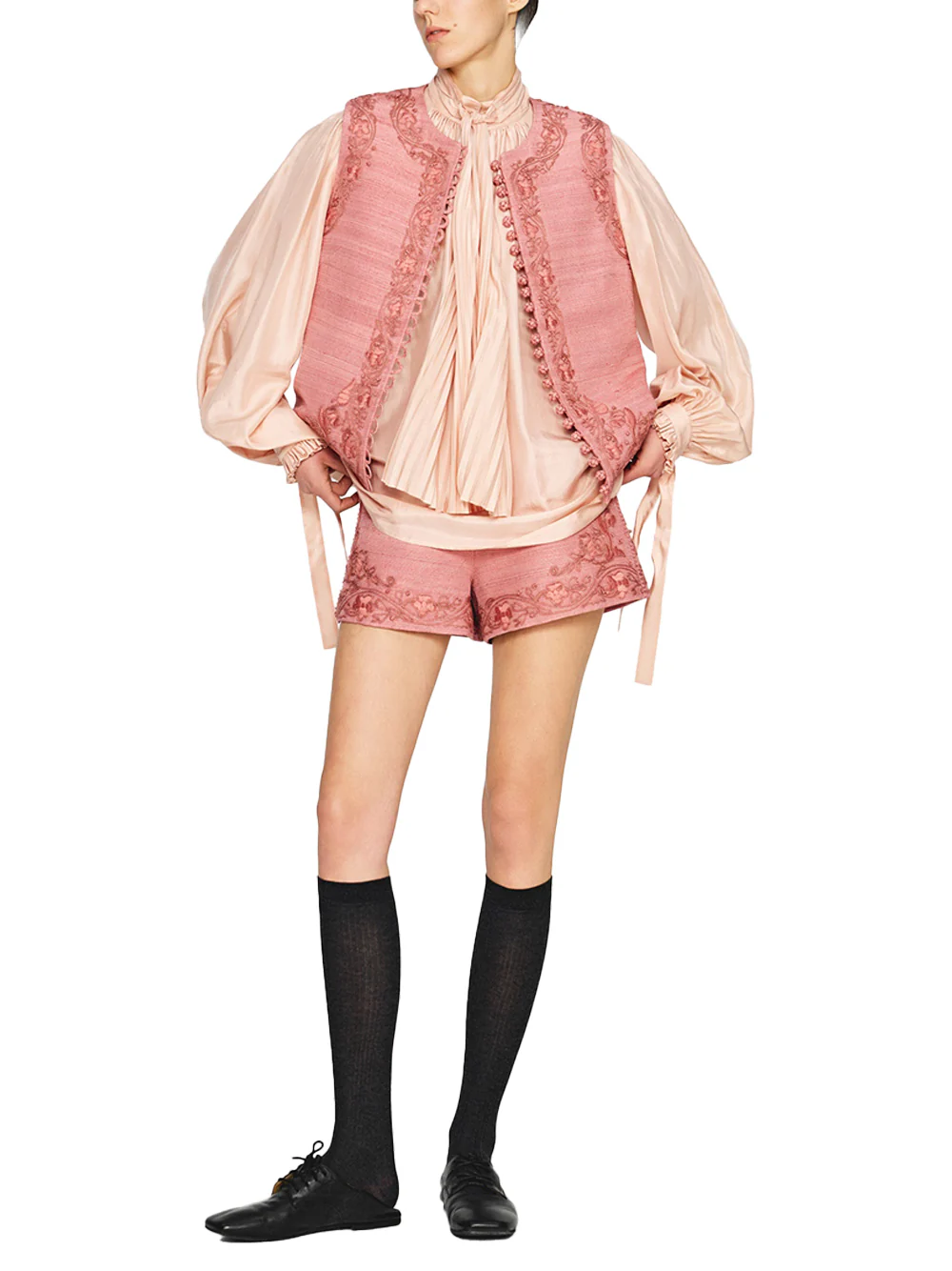 Into The East Women Soft Pink Silk Tie-Front Shirt - Image 5