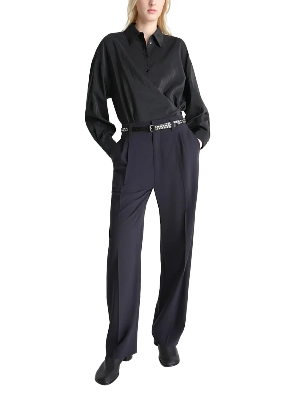 Lemaire Straight Collar Twisted Shirt Black - Image 2