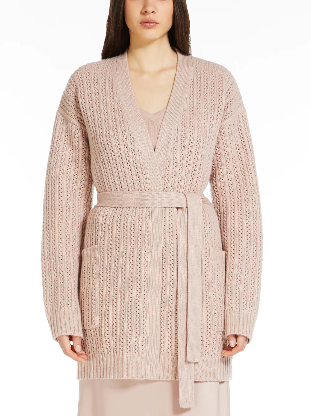 Max Mara Balzac Wool & Cashmere Cardigan Powder - Image 3