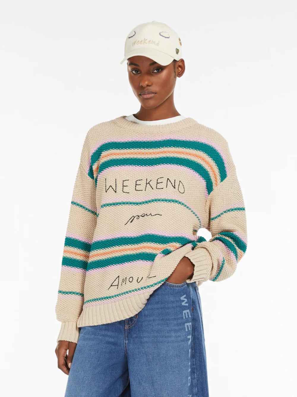 Weekend Maxmara Angus Cotton Yarn Jumper Beige - Image 4