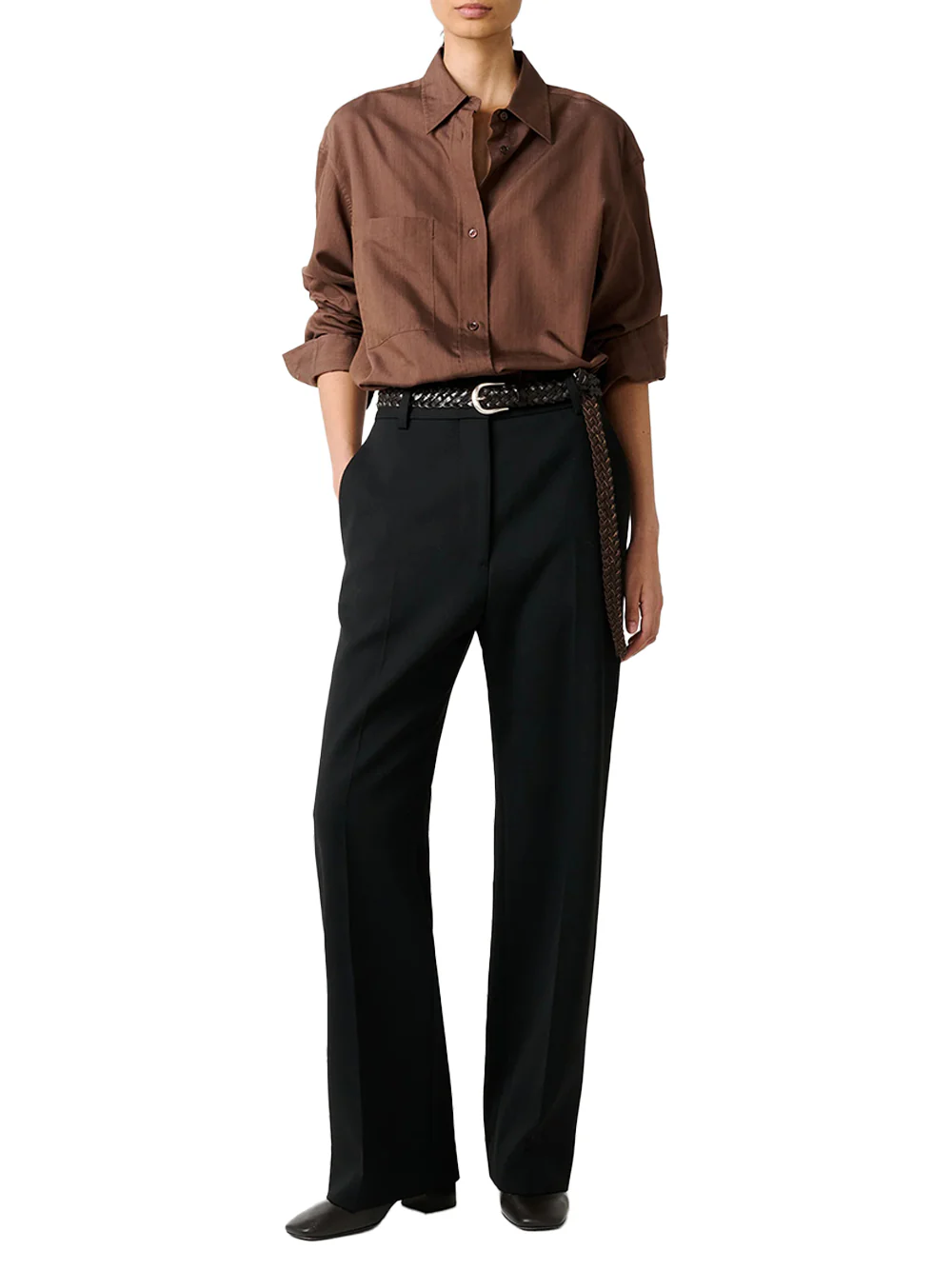 Studio Nicholson Leto Stripe Shirt Brown - Image 3