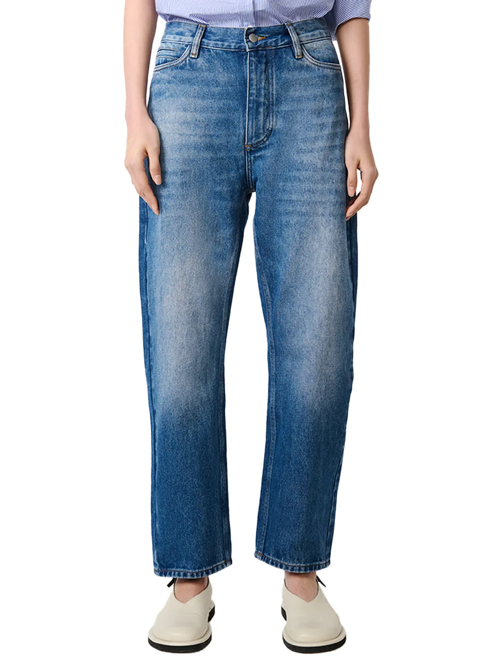 Studio Nicholson Ruthe Denim Pant Worn Wash Indigo - Image 3