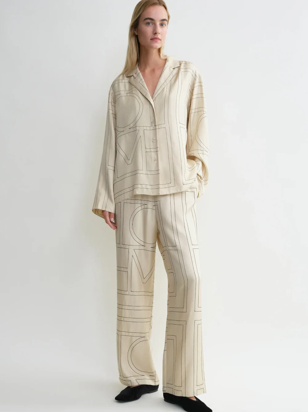 Toteme Monogram Silk Top Ivory - Image 3