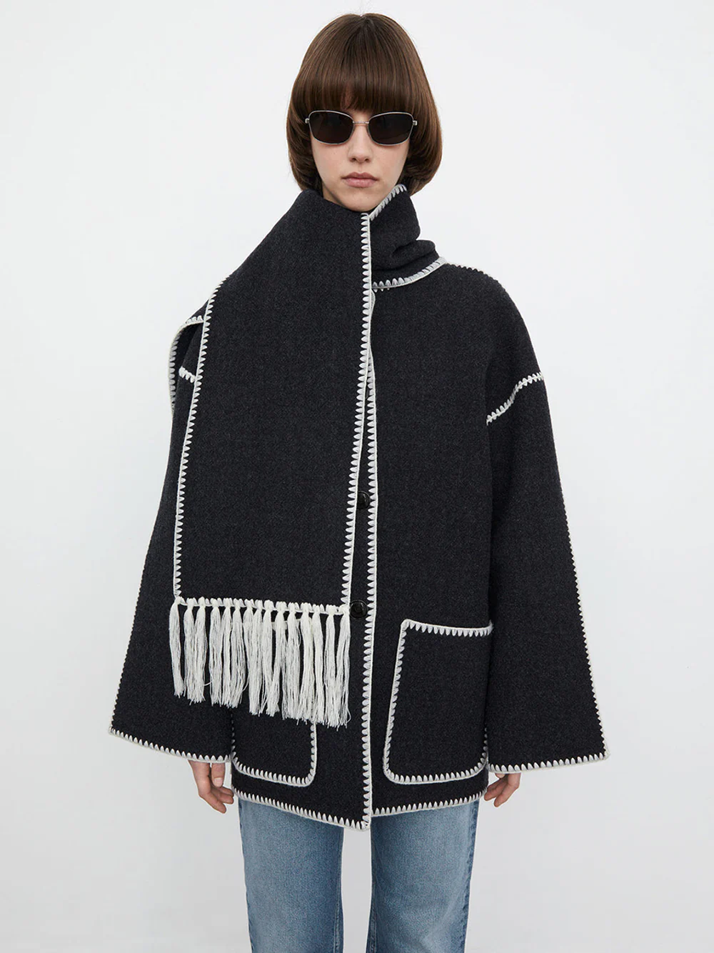 Toteme Scarf Jacket Dark Grey - Image 2