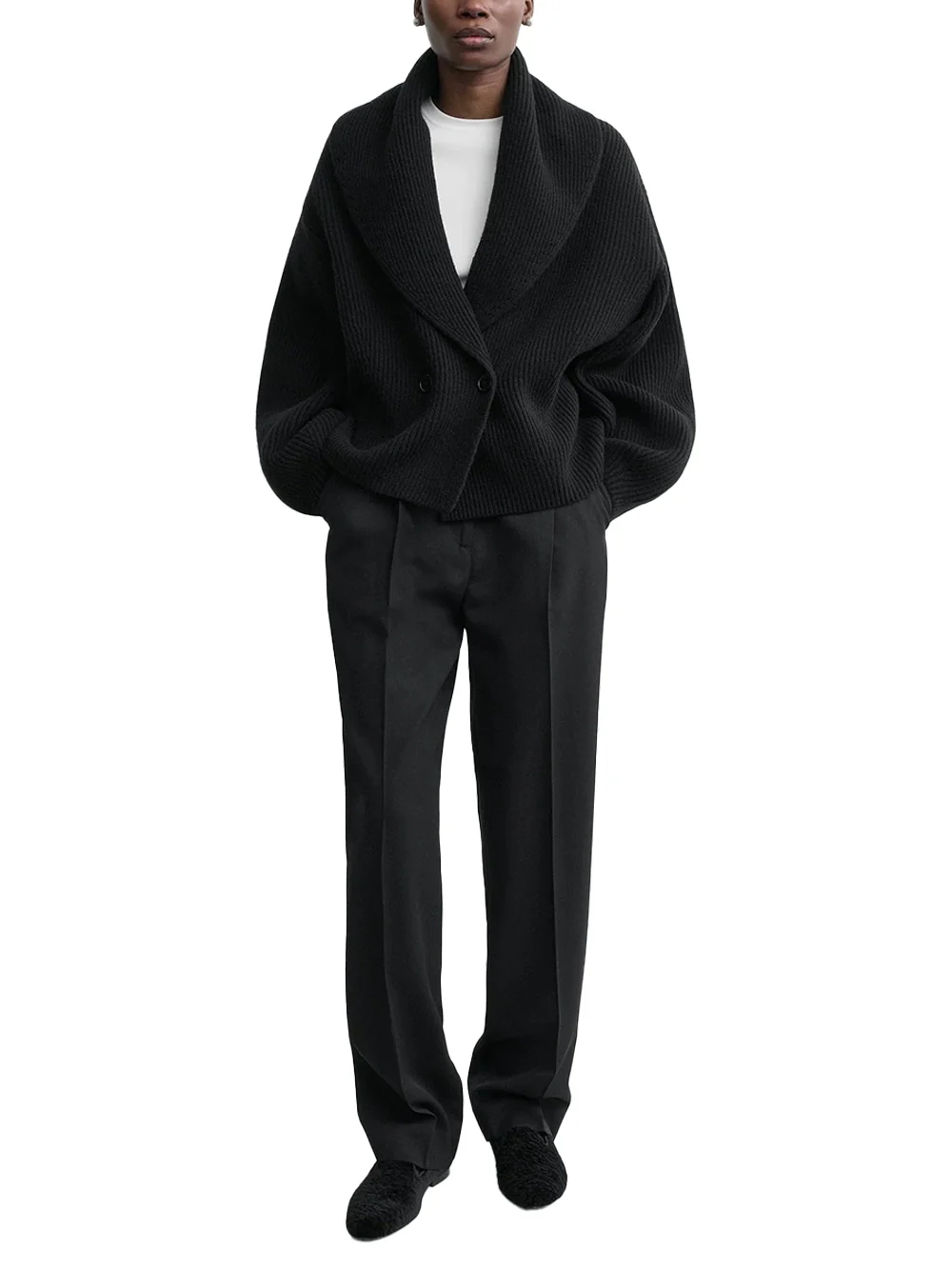 TOTEME Shawl-Lapel Cardigan Black - Image 2