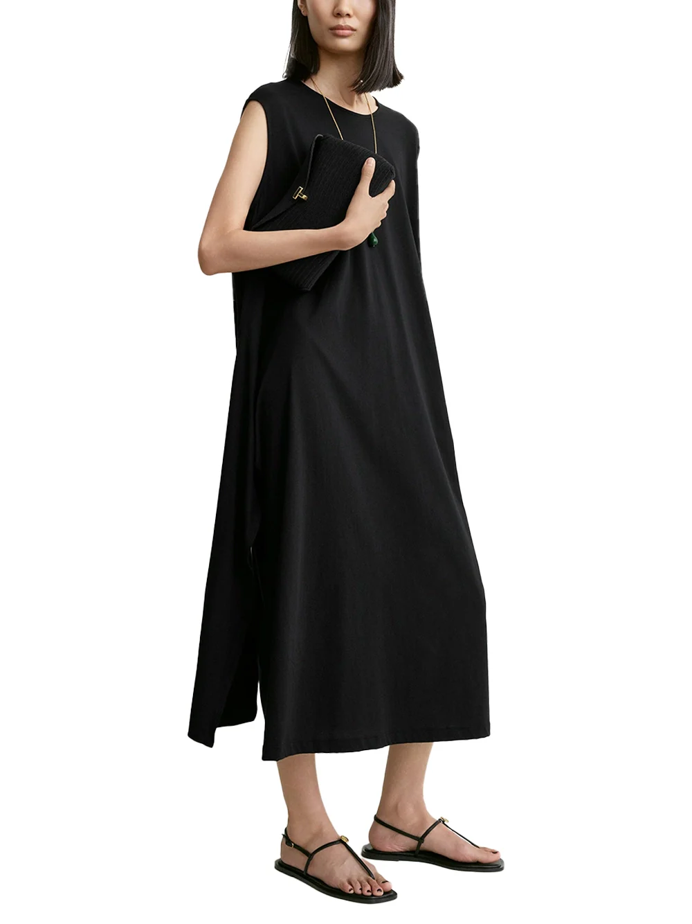 Toteme Tie-waist Jersey Dress Black - Image 3
