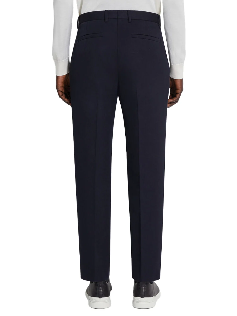 Zegna Cotton And Linen Trousers Navy - Image 5